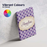 Personalised Name Purple Floral Geometric Custom  Unique Gift Idea Elegant Feature Canvas Wall Art Print Decor Picture Ready to Hang