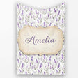Soft Lavender Botanical Floral Seamless Pattern Name Cute Unique  Personalised Custom Name Super Soft Fleece Blanket Bed Sofa Throw