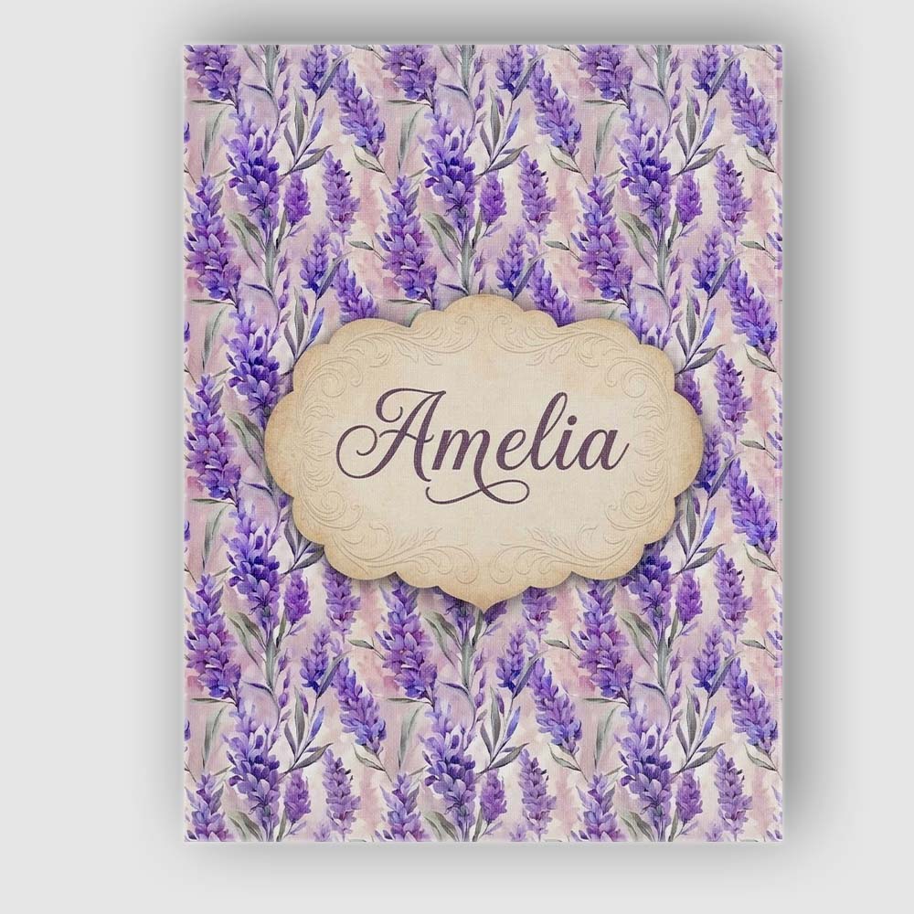 Personalised Name Soft Lavender Floral Custom  Modern Room Accent Elegant Feature Canvas Wall Art Print Decor Picture Ready to Hang