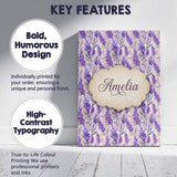 Personalised Name Soft Lavender Floral Custom  Modern Room Accent Elegant Feature Canvas Wall Art Print Decor Picture Ready to Hang