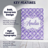 Personalised Name Purple Geometric Floral Custom  Unique Gift Idea Elegant Feature Canvas Wall Art Print Decor Picture Ready to Hang