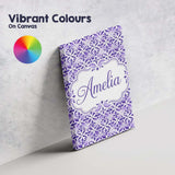 Personalised Name Purple Geometric Floral Custom  Unique Gift Idea Elegant Feature Canvas Wall Art Print Decor Picture Ready to Hang