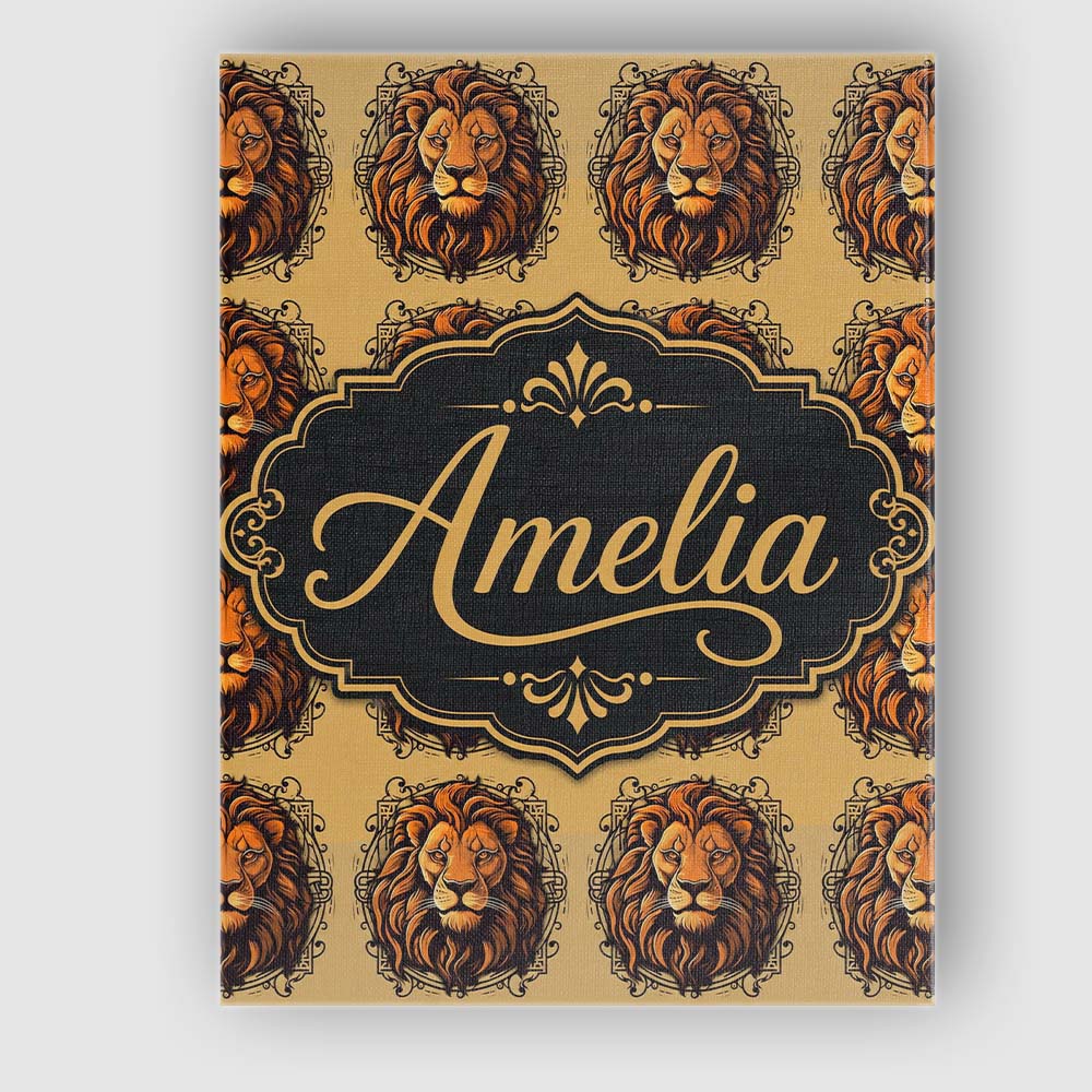 Personalised Name Majestic Lion Head Custom Premium Decorative Design Modern Room Accent Canvas Wall Art Print Decor Picture Ready to Hang