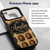 Majestic Lion Head Vintage Ornamental Seamless Custom Name Protective Phone Case Mobile Cover Durable Everyday Smartphone Shock Resistant