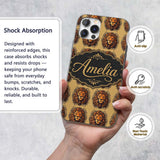 Majestic Lion Head Vintage Ornamental Seamless Custom Name Protective Phone Case Mobile Cover Durable Everyday Smartphone Shock Resistant