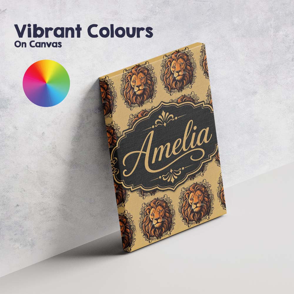 Personalised Name Majestic Lion Head Custom Premium Decorative Design Modern Room Accent Canvas Wall Art Print Decor Picture Ready to Hang