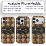 Majestic Lion Head Vintage Ornamental Seamless Custom Name Protective Phone Case Mobile Cover Durable Everyday Smartphone Shock Resistant