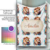 Colorful Lion Face Artistic Paint Splash Seamless Pattern Custom  Personalised Custom Name Super Soft Fleece Blanket Bed Sofa Throw
