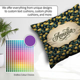 Custom Name Golden Pond Floral Nature Seamless Pattern Name Cute Square Filled Cushion Throw Pillow Sofa Bed Home Decor Zip Washable UK Made