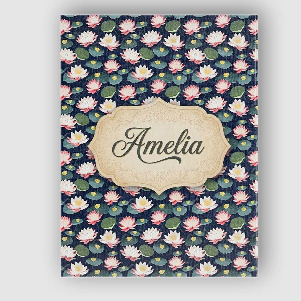 Personalised Name Elegant Lotus Pond Floral Custom  Bespoke Interior Contemporary Canvas Wall Art Print Decor Picture Ready to Hang
