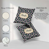 Custom Name Elegant Lotus Pond Floral Dark Seamless Pattern Name Square Filled Cushion Throw Pillow Sofa Bed Home Decor Zip Washable UK Made