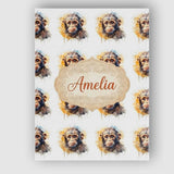 Personalised Name Watercolor Baby Monkey Custom  Unique Gift Idea Elegant Feature Canvas Wall Art Print Decor Picture Ready to Hang