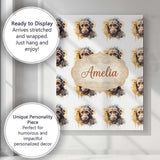 Personalised Name Watercolor Baby Monkey Custom  Unique Gift Idea Elegant Feature Canvas Wall Art Print Decor Picture Ready to Hang
