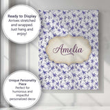 Personalised Name Purple Ditsy Floral Leaf Custom  Unique Gift Idea Elegant Feature Canvas Wall Art Print Decor Picture Ready to Hang