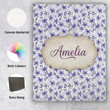 Personalised Name Purple Ditsy Floral Leaf Custom  Unique Gift Idea Elegant Feature Canvas Wall Art Print Decor Picture Ready to Hang