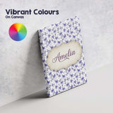 Personalised Name Purple Ditsy Floral Leaf Custom  Unique Gift Idea Elegant Feature Canvas Wall Art Print Decor Picture Ready to Hang