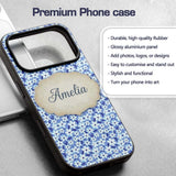 Blue White Daisy Floral Seamless Pattern Soft Custom Name Protective Phone Case Mobile Cover Durable Everyday Smartphone Shock Resistant