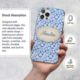 Blue White Daisy Floral Seamless Pattern Soft Custom Name Protective Phone Case Mobile Cover Durable Everyday Smartphone Shock Resistant