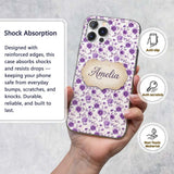 Purple Floral Garden Seamless Printed Design Custom Name Protective Phone Case Mobile Cover Durable Everyday Smartphone Shock Resistant