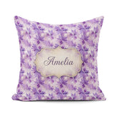 Custom Name Purple Watercolor Abstract Seamless Pattern Artistic Square Filled Cushion Throw Pillow Sofa Bed Home Decor Zip Washable UK Made