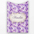 Purple Watercolor Floral Abstract Seamless Pattern Soft Artistic  Personalised Custom Name Super Soft Fleece Blanket Bed Sofa Throw