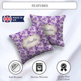 Custom Name Purple Watercolor Abstract Seamless Pattern Artistic Square Filled Cushion Throw Pillow Sofa Bed Home Decor Zip Washable UK Made