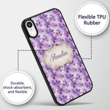 Purple Watercolor Floral Abstract Printed Design Custom Name Protective Phone Case Mobile Cover Durable Everyday Smartphone Shock Resistant