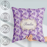 Custom Name Purple Watercolor Abstract Seamless Pattern Artistic Square Filled Cushion Throw Pillow Sofa Bed Home Decor Zip Washable UK Made
