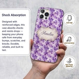 Purple Watercolor Floral Abstract Printed Design Custom Name Protective Phone Case Mobile Cover Durable Everyday Smartphone Shock Resistant