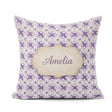 Custom Name Purple Floral Tile Symmetry Seamless Pattern Elegant Square Filled Cushion Throw Pillow Sofa Bed Home Decor Zip Washable UK Made