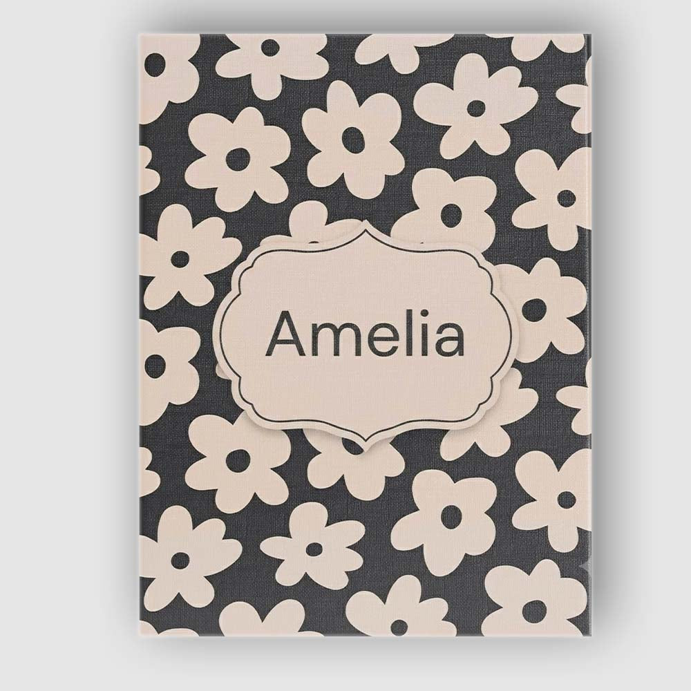 Personalised Name Minimal Beige Flower Custom  Modern Room Accent Elegant Feature Canvas Wall Art Print Decor Picture Ready to Hang