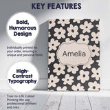 Personalised Name Minimal Beige Flower Custom  Modern Room Accent Elegant Feature Canvas Wall Art Print Decor Picture Ready to Hang