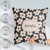 Custom Name Minimal Beige Silhouette on Dark Background Seamless Square Filled Cushion Throw Pillow Sofa Bed Home Decor Zip Washable UK Made