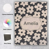 Personalised Name Minimal Beige Flower Custom  Modern Room Accent Elegant Feature Canvas Wall Art Print Decor Picture Ready to Hang