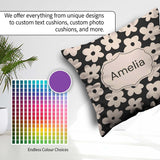 Custom Name Minimal Beige Silhouette on Dark Background Seamless Square Filled Cushion Throw Pillow Sofa Bed Home Decor Zip Washable UK Made