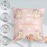 Custom Name Cute Pegasus Unicorn Cartoon Animal Pattern Decor Square Filled Cushion Throw Pillow Sofa Bed Home Decor Zip Washable UK Made