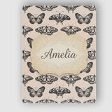 Personalised Name Black Butterfly Illustration Seamless Pattern Creative Decorator Style Canvas Wall Art Print Decor Picture Ready to Hang