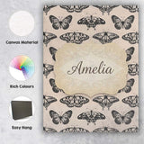 Personalised Name Black Butterfly Illustration Seamless Pattern Creative Decorator Style Canvas Wall Art Print Decor Picture Ready to Hang