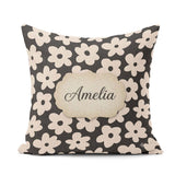 Custom Name Minimal Beige Flower Seamless Pattern Modern Floral Square Filled Cushion Throw Pillow Sofa Bed Home Decor Zip Washable UK Made