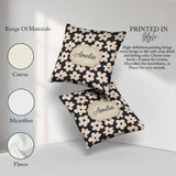 Custom Name Minimal Beige Flower Seamless Pattern Modern Floral Square Filled Cushion Throw Pillow Sofa Bed Home Decor Zip Washable UK Made