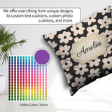 Custom Name Minimal Beige Flower Seamless Pattern Modern Floral Square Filled Cushion Throw Pillow Sofa Bed Home Decor Zip Washable UK Made