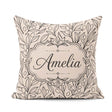 Custom Name Neutral Botanical Art Leaves Seamless Pattern Nature Square Filled Cushion Throw Pillow Sofa Bed Home Decor Zip Washable UK Made