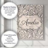 Personalised Name Neutral Botanical Line Custom  Unique Gift Idea Elegant Feature Canvas Wall Art Print Decor Picture Ready to Hang