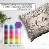 Custom Name Neutral Botanical Art Leaves Seamless Pattern Nature Square Filled Cushion Throw Pillow Sofa Bed Home Decor Zip Washable UK Made