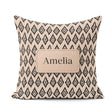 Custom Name Black Tribal Diamond Ikat Seamless Pattern Geometric Square Filled Cushion Throw Pillow Sofa Bed Home Decor Zip Washable UK Made