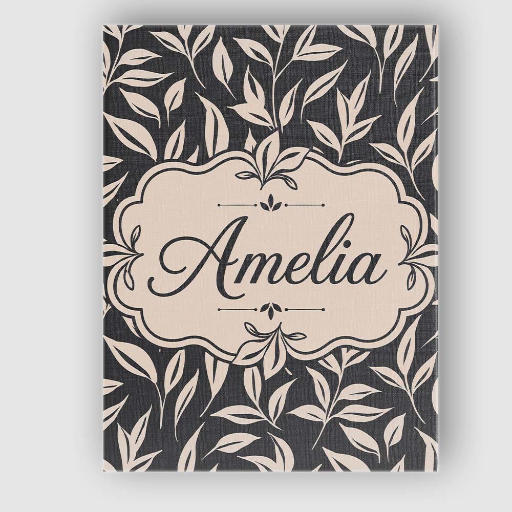 Personalised Name Minimal Beige Leaf Custom Premium Decorative Design Modern Room Accent Canvas Wall Art Print Decor Picture Ready to Hang