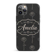 Elegant Rose Line Art Floral Seamless Pattern on Custom Name Protective Phone Case Mobile Cover Durable Everyday Smartphone Shock Resistant