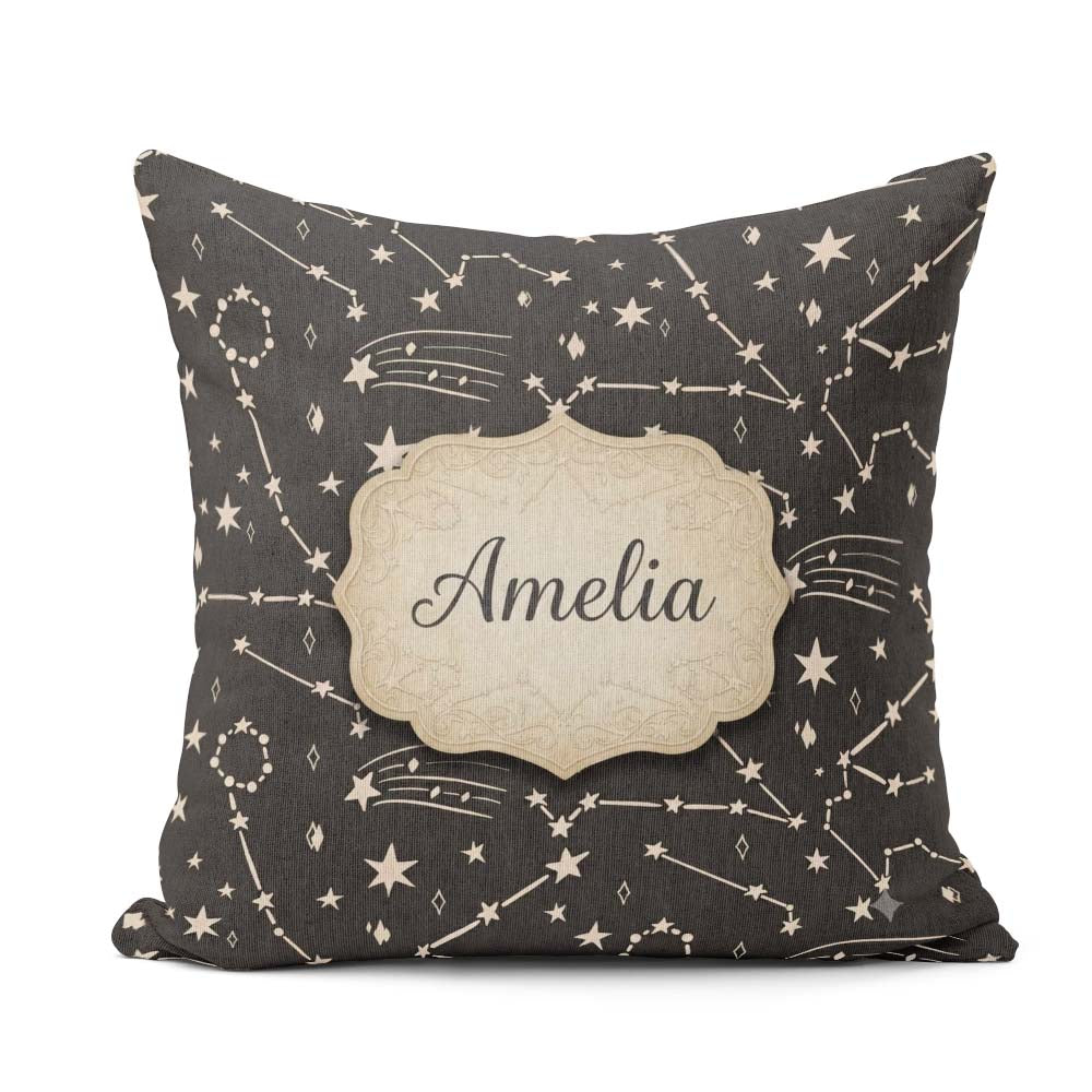 Custom Name Star Constellation Seamless Pattern Night Sky Design Square Filled Cushion Throw Pillow Sofa Bed Home Decor Zip Washable UK Made