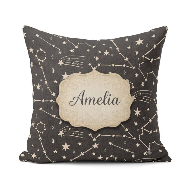 Custom Name Star Constellation Seamless Pattern Night Sky Design Square Filled Cushion Throw Pillow Sofa Bed Home Decor Zip Washable UK Made