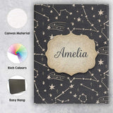Personalised Name Celestial Star Constellation Seamless Pattern Creative Decorator Style Canvas Wall Art Print Decor Picture Ready to Hang